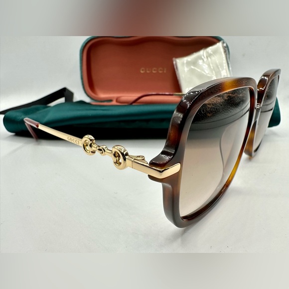 NEW WOMEN GUCCI OVERSIZED SQUARE SUNGLASSES GG0884SA 002 BROWN GUCCI SUNGLASSES - Picture 1 of 13